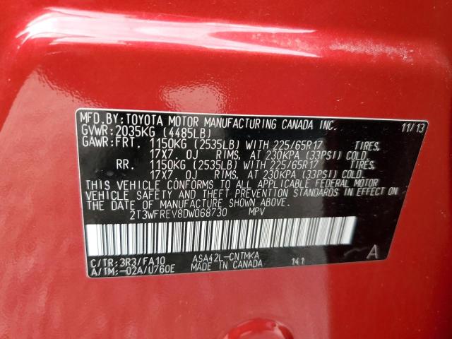 Photo 10 from auction – 2013 TOYOTA RAV4 XLE with VIN 2T3WFREV8DW068730