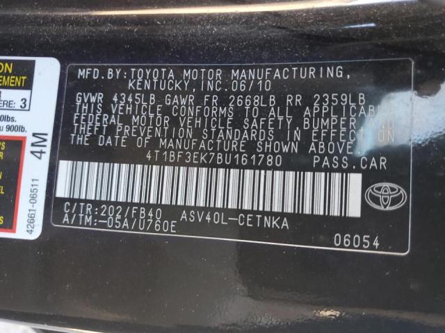 Photo 10 from auction – 2011 TOYOTA CAMRY with VIN 4T1BF3EK7BU161780