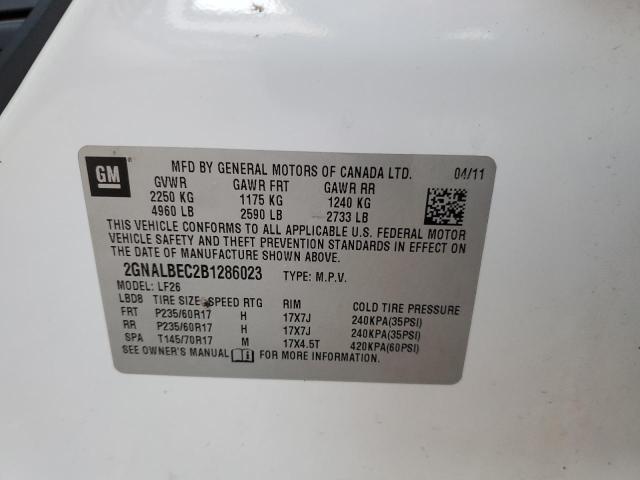 Photo 10 from auction – 2011 CHEVROLET EQUINOX LS with VIN 2GNALBEC2B1286023