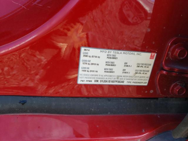 Photo 10 from auction – 2014 TESLA MODEL S with VIN 5YJSA1S16EFP36340