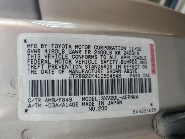Photo 10 from auction – 2001 TOYOTA CAMRY CE with VIN JT2BG22K410564548