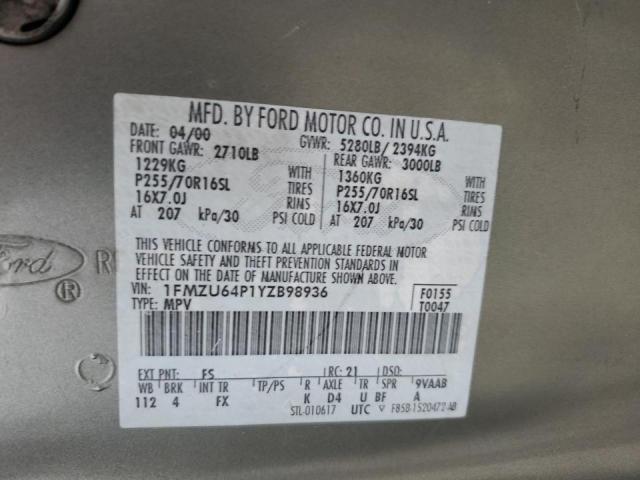 Photo 10 from auction – 2000 FORD EXPLORER E with VIN 1FMZU64P1YZB98936
