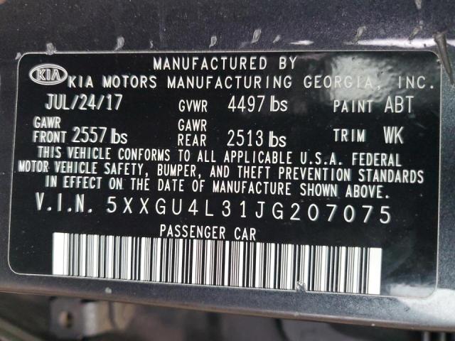 Photo 10 from auction – 2018 KIA OPTIMA EX with VIN 5XXGU4L31JG207075