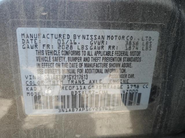 Photo 10 from auction – 2016 NISSAN SENTRA S with VIN 3N1AB7AP1GY217613