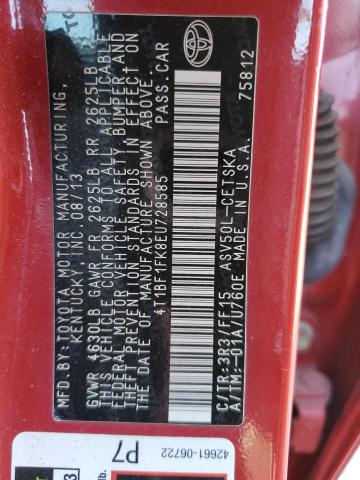 Photo 10 from auction – 2014 TOYOTA CAMRY L with VIN 4T1BF1FK8EU728585