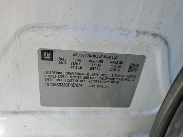 Photo 10 from auction – 2016 BUICK LACROSSE with VIN 1G4GB5G32GF127874