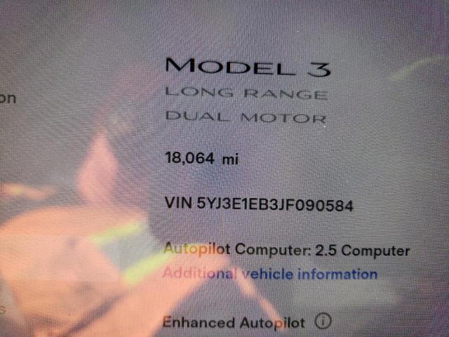 Photo 8 from auction – 2018 TESLA MODEL 3 with VIN 5YJ3E1EB3JF090584