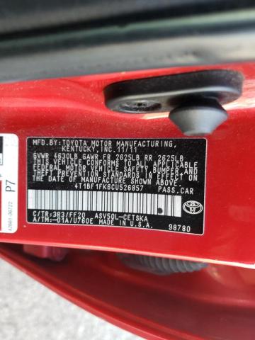 Photo 10 from auction – 2012 TOYOTA CAMRY BASE with VIN 4T1BF1FK6CU526857