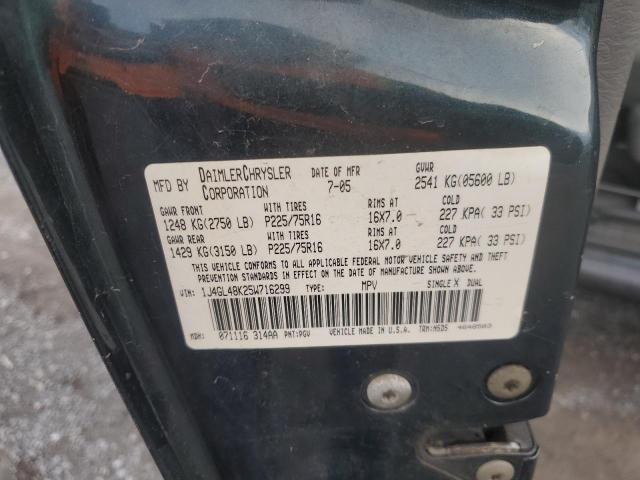 Photo 10 from auction – 2005 JEEP LIBERTY SP with VIN 1J4GL48K25W716299