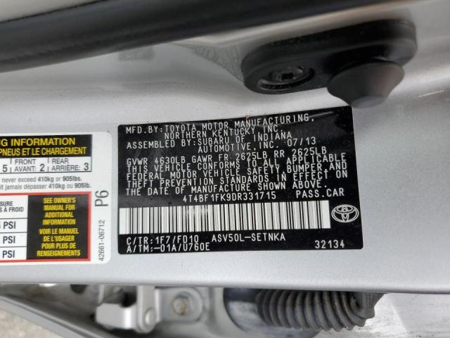 Photo 10 from auction – 2013 TOYOTA CAMRY L with VIN 4T4BF1FK9DR331715