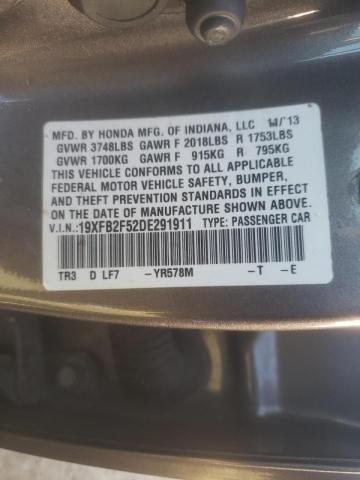 Photo 10 from auction – 2013 HONDA CIVIC LX with VIN 19XFB2F52DE291911