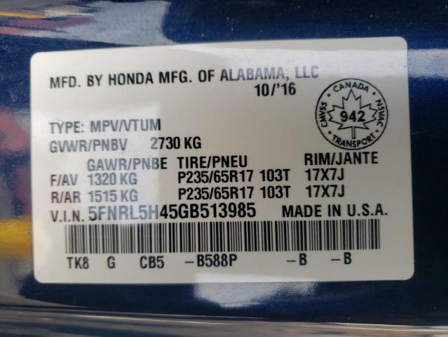 Photo 14 from auction – 2016 HONDA ODYSSEY EX with VIN 5FNRL5H45GB513985