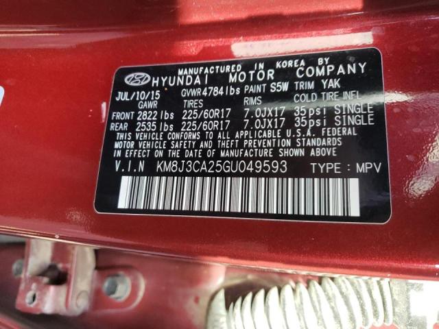 Photo 10 from auction – 2016 HYUNDAI TUCSON LIM with VIN KM8J3CA25GU049593