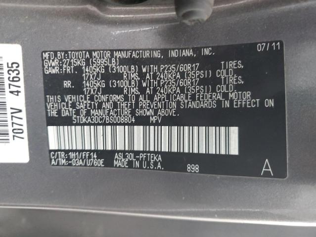Photo 10 from auction – 2011 TOYOTA SIENNA BAS with VIN 5TDKA3DC7BS008804
