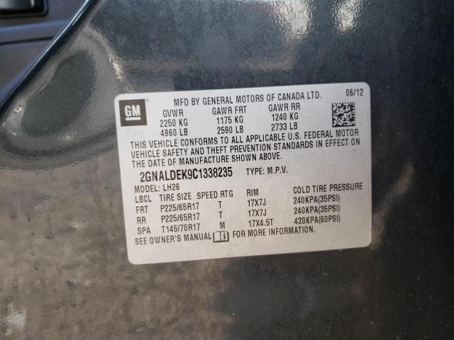 Photo 10 from auction – 2012 CHEVROLET EQUINOX LT with VIN 2GNALDEK9C1338235