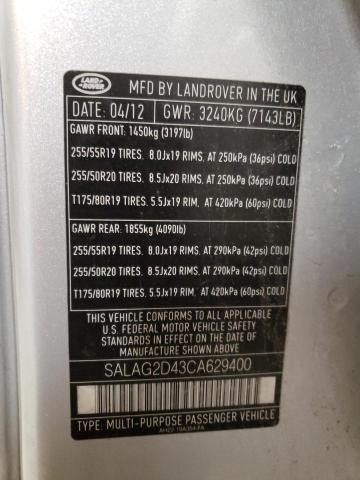 Photo 14 from auction – 2012 LAND ROVER LR4 HSE with VIN SALAG2D43CA629400