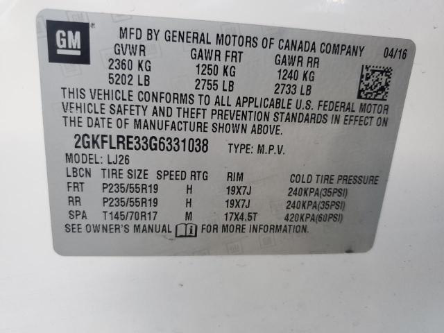 Photo 10 from auction – 2016 GMC TERRAIN DE with VIN 2GKFLRE33G6331038