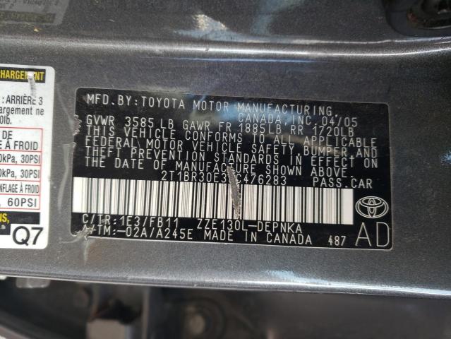 Photo 10 from auction – 2005 TOYOTA COROLLA CE with VIN 2T1BR30E35C476283