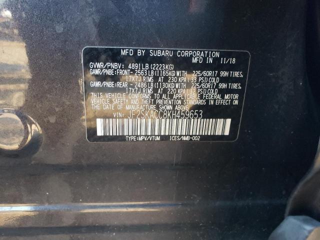 Photo 10 from auction – 2019 SUBARU FORESTER with VIN JF2SKACC8KH459653