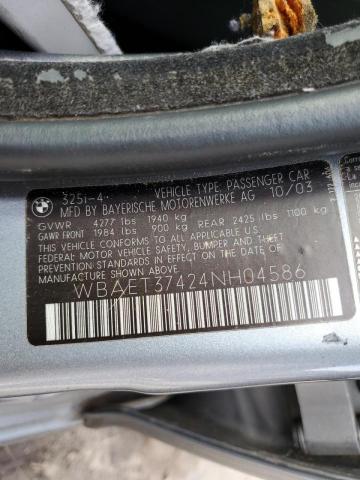 Photo 10 from auction – 2004 BMW 325 I with VIN WBAET37424NH04586
