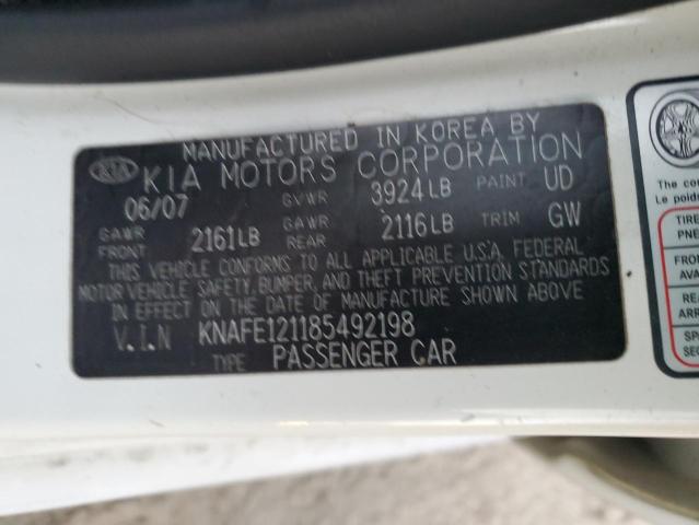 Photo 10 from auction – 2008 KIA SPECTRA EX with VIN KNAFE121185492198