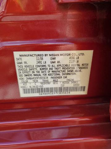 Photo 10 from auction – 2007 NISSAN MAXIMA SE with VIN 1N4BA41E97C835634
