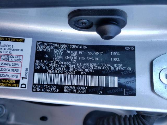 Photo 10 from auction – 2015 TOYOTA 4RUNNER SR with VIN JTEBU5JR9F5238573