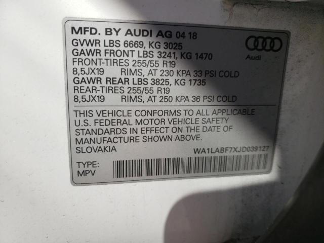 Photo 14 from auction – 2018 AUDI Q7 PREMIUM with VIN WA1LABF7XJD039127
