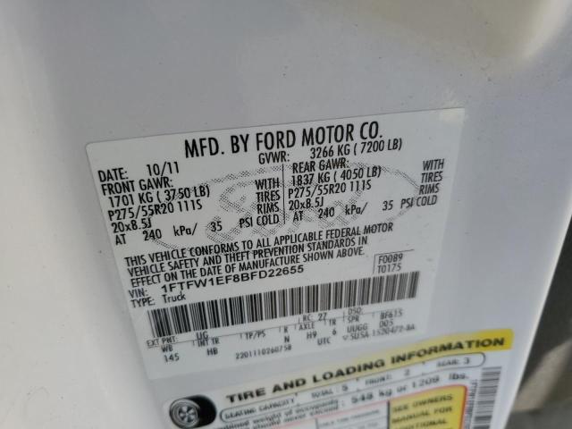 Photo 10 from auction – 2011 FORD F150 SUPER with VIN 1FTFW1EF8BFD22655