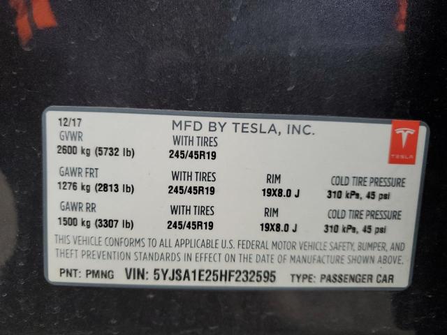 Photo 10 from auction – 2017 TESLA MODEL S with VIN 5YJSA1E25HF232595