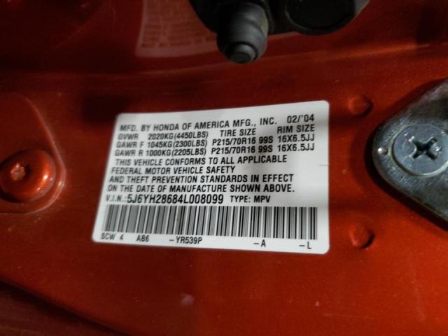 Photo 10 from auction – 2004 HONDA ELEMENT EX with VIN 5J6YH28684L008099