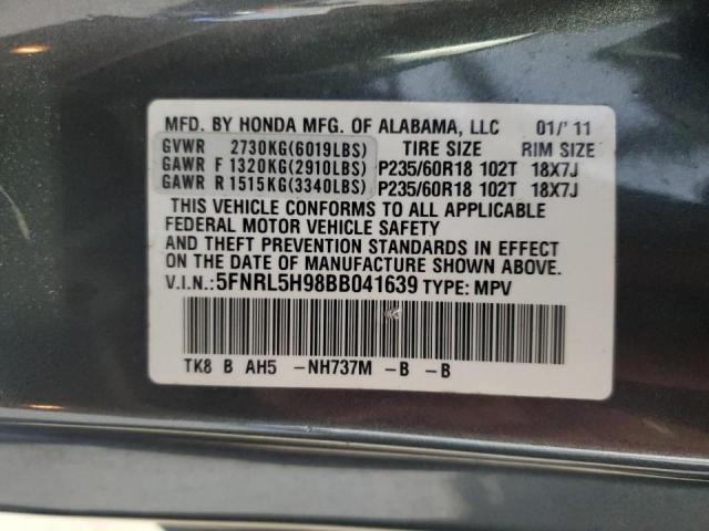 Photo 10 from auction – 2011 HONDA ODYSSEY TO with VIN 5FNRL5H98BB041639