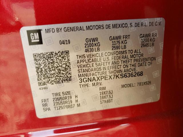 Photo 10 from auction – 2019 CHEVROLET EQUINOX PR with VIN 3GNAXPEX7KS636268