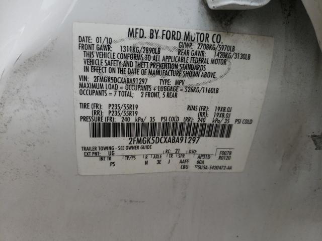 Photo 10 from auction – 2010 FORD FLEX LIMIT with VIN 2FMGK5DCXABA91297