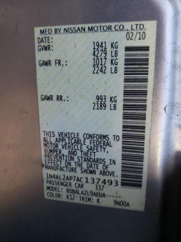 Photo 10 from auction – 2010 NISSAN ALTIMA BAS with VIN 1N4AL2AP7AC137493