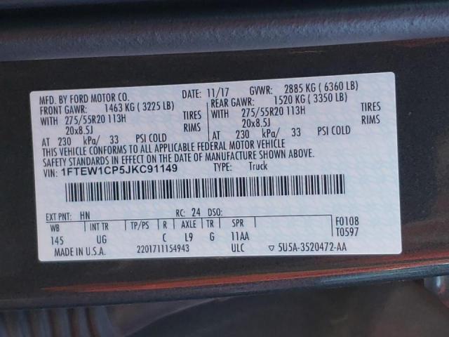 Photo 10 from auction – 2018 FORD F150 SUPER with VIN 1FTEW1CP5JKC91149