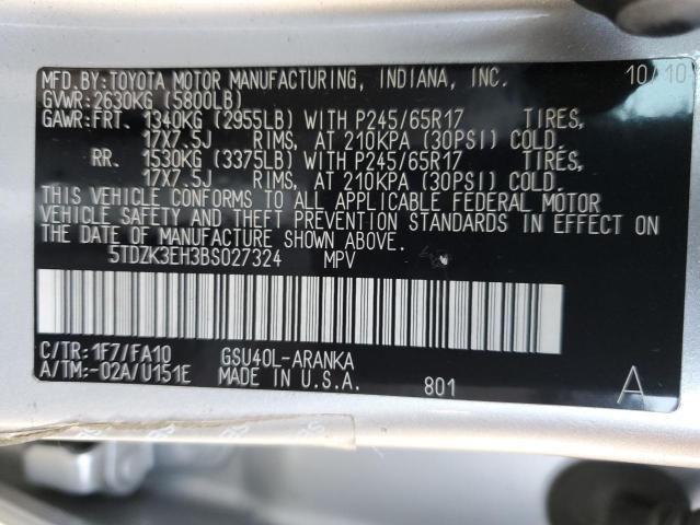 Photo 14 from auction – 2011 TOYOTA HIGHLANDER with VIN 5TDZK3EH3BS027324