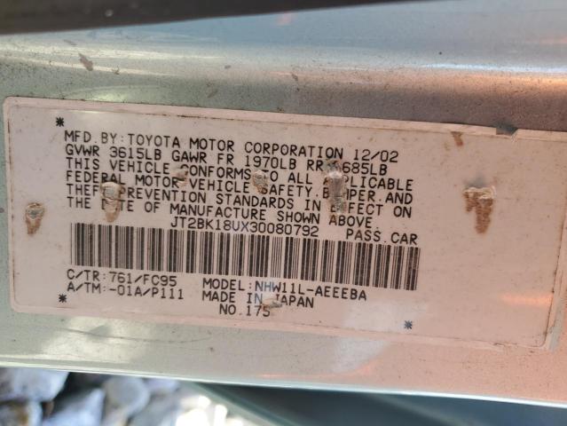 Photo 10 from auction – 2003 TOYOTA PRIUS with VIN JT2BK18UX30080792