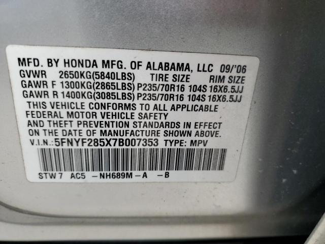 Photo 10 from auction – 2007 HONDA PILOT EXL with VIN 5FNYF285X7B007353