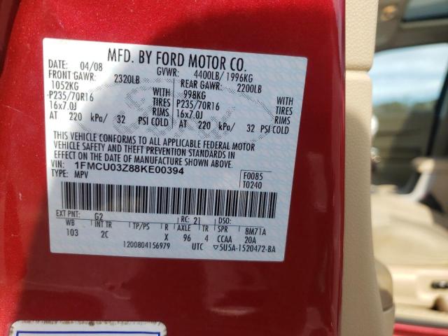 Photo 10 from auction – 2008 FORD ESCAPE XLT with VIN 1FMCU03Z88KE00394