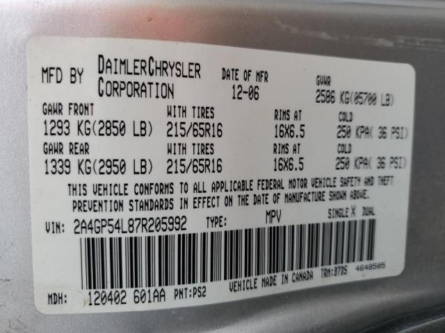 Photo 14 from auction – 2007 CHRYSLER TOWN & COU with VIN 2A4GP54L87R205992