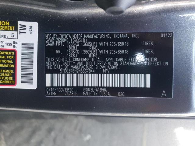Photo 10 from auction – 2022 TOYOTA HIGHLANDER with VIN 5TDGZRBH2NS567844