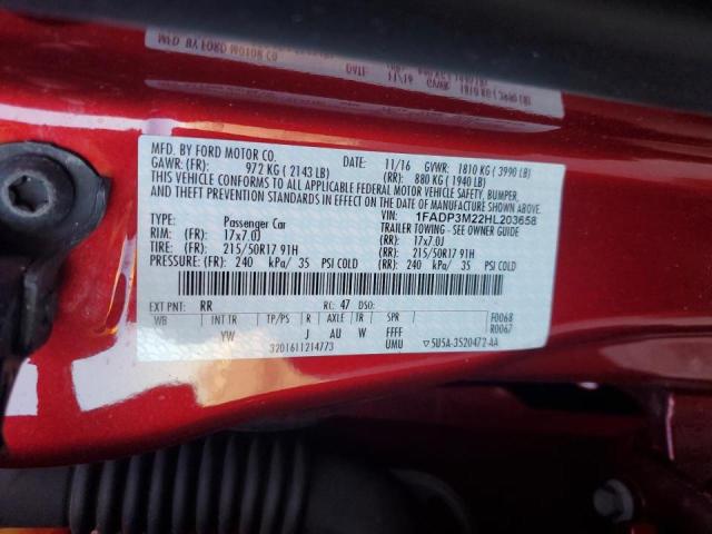 Photo 10 from auction – 2017 FORD FOCUS SEL with VIN 1FADP3M22HL203658