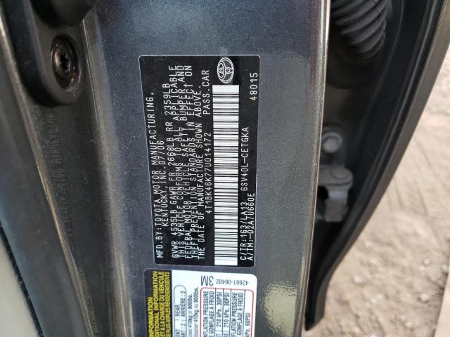 Photo 14 from auction – 2007 TOYOTA CAMRY LE with VIN 4T1BK46K77U014172