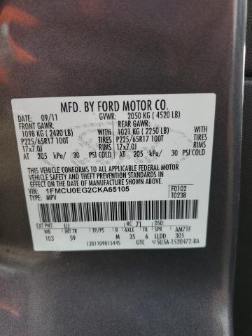 Photo 10 from auction – 2012 FORD ESCAPE LIM with VIN 1FMCU0EG2CKA65105