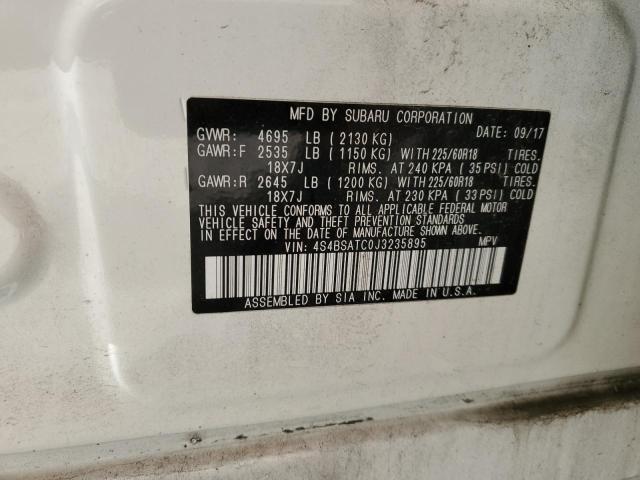 Photo 10 from auction – 2018 SUBARU OUTBACK TO with VIN 4S4BSATC0J3235895
