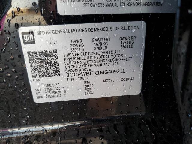 Photo 10 from auction – 2021 CHEVROLET SILVERADO with VIN 3GCPWBEK1MG409211