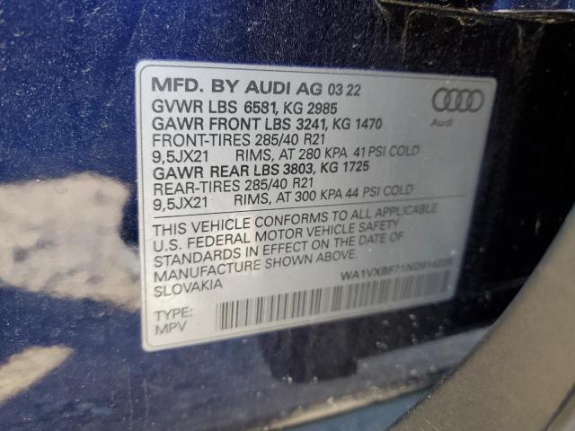 Photo 14 from auction – 2022 AUDI Q7 PRESTIG with VIN WA1VXBF71ND014226