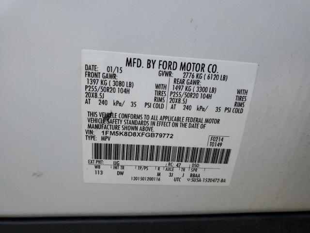 Photo 14 from auction – 2015 FORD EXPLORER X with VIN 1FM5K8D8XFGB79772