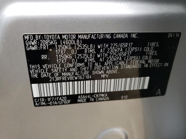 Photo 10 from auction – 2014 TOYOTA RAV4 XLE with VIN 2T3RFREV8EW162184